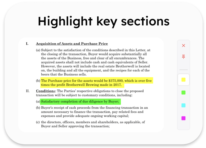 Highlight key sections of your evidence