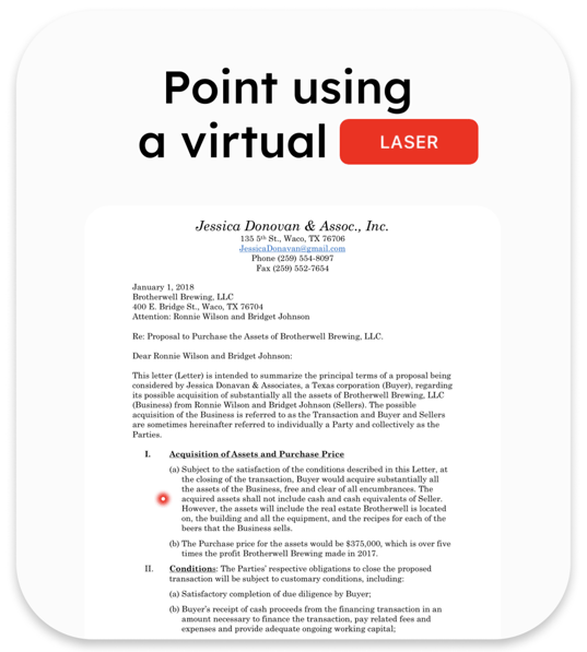 Point using a virtual laser