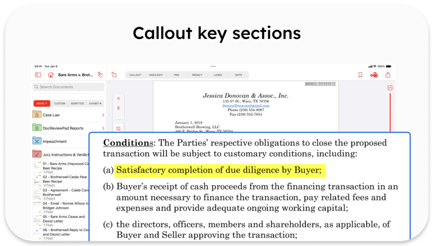 Callout key sections of your document